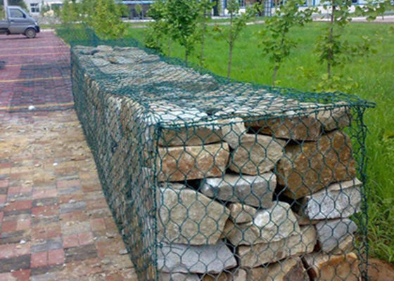 ضد خوردگی پانل های سیم سیم گابیون بافته شده شش ضلعی دو پیچ خورده